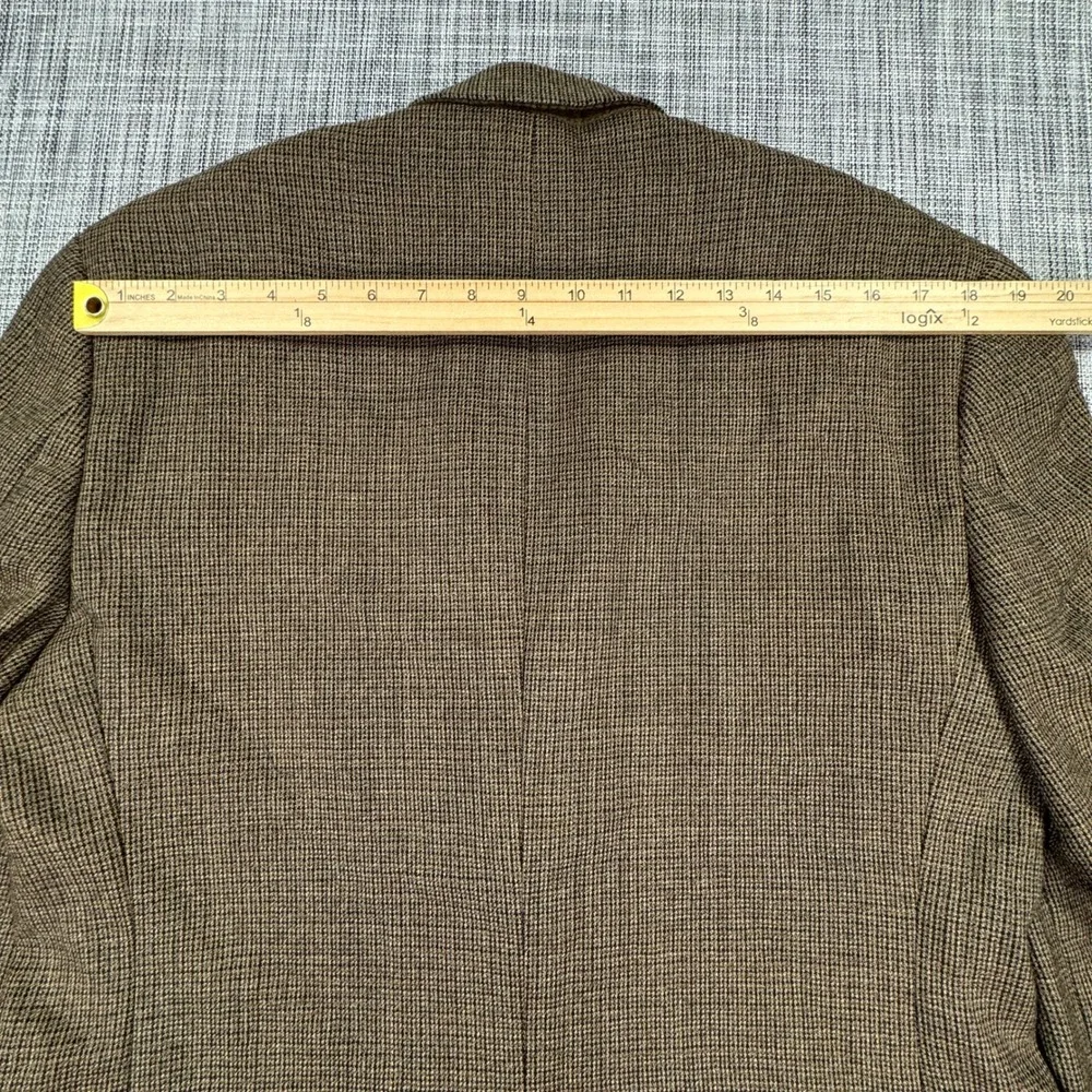 Chaps Men's Blazer 40R Brown Micro Houndstooth 100% Wool Two Button Sport Coat